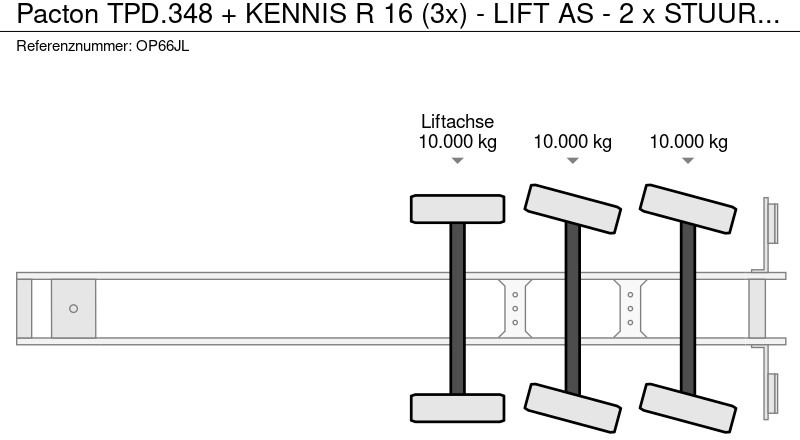 Vlakke/ Open oplegger Pacton TPD.348 + KENNIS R 16 (3x) - LIFT AS - 2 x STUURAS - HYDRAULISCHE STEUNPOTEN - SAF ASSEN - SCHIJFREMMEN - NETTE STAAT -: afbeelding 10