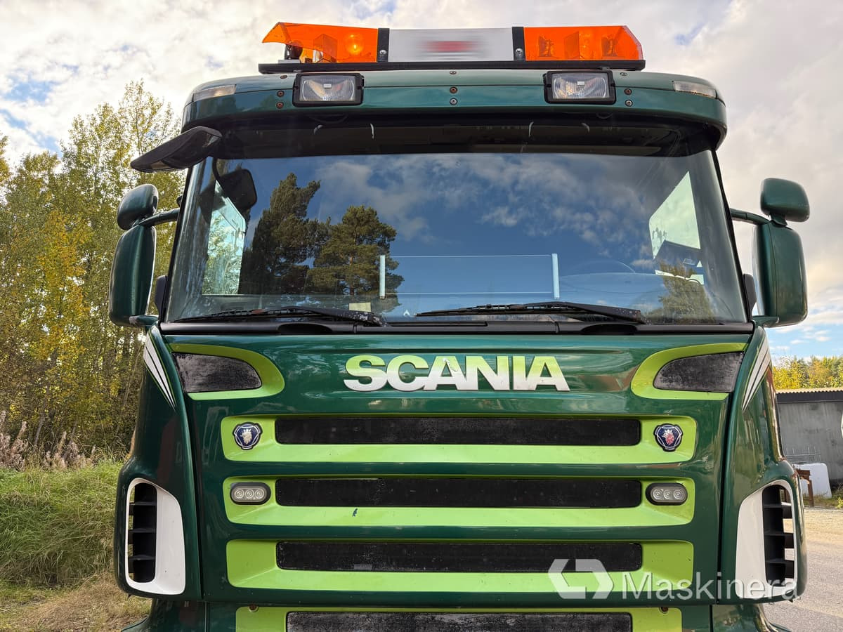 Haakarmsysteem vrachtwagen Lastväxlare Scania R420 6X4 Tridem med maskinflak och grusflak: afbeelding 18