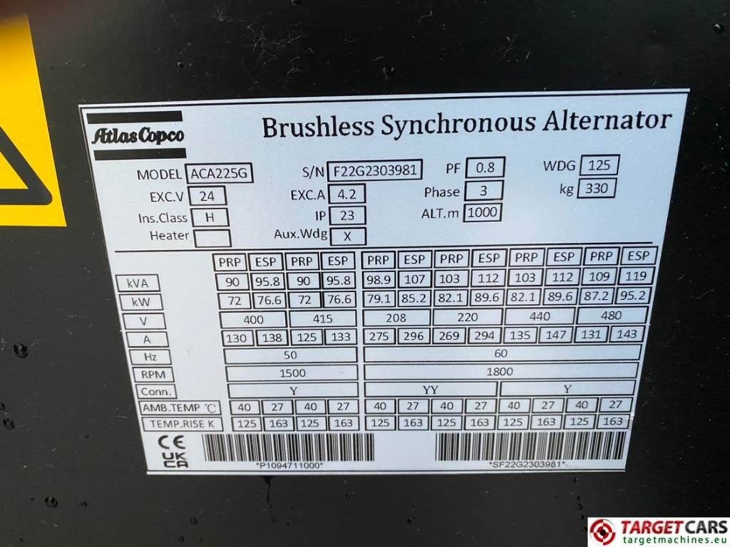 Nieuw Industrie generator Atlas Copco QES80 Diesel 90KVA Generator 400/230V Unused: afbeelding 12 Nieuw Industrie generator Atlas Copco QES80 Diesel 90KVA Generator 400/230V Unused: afbeelding 12