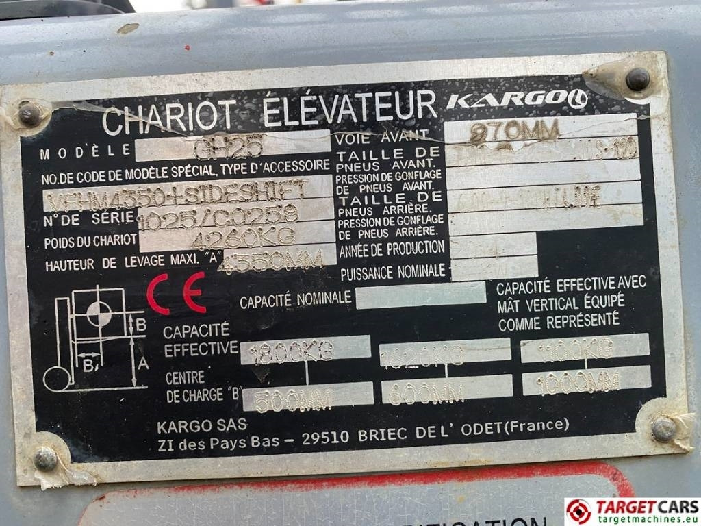 LPG heftruck Kargo GH25 Forklift LPG 1.8T Triplex-435cm SideShi: afbeelding 10 LPG heftruck Kargo GH25 Forklift LPG 1.8T Triplex-435cm SideShi: afbeelding 10