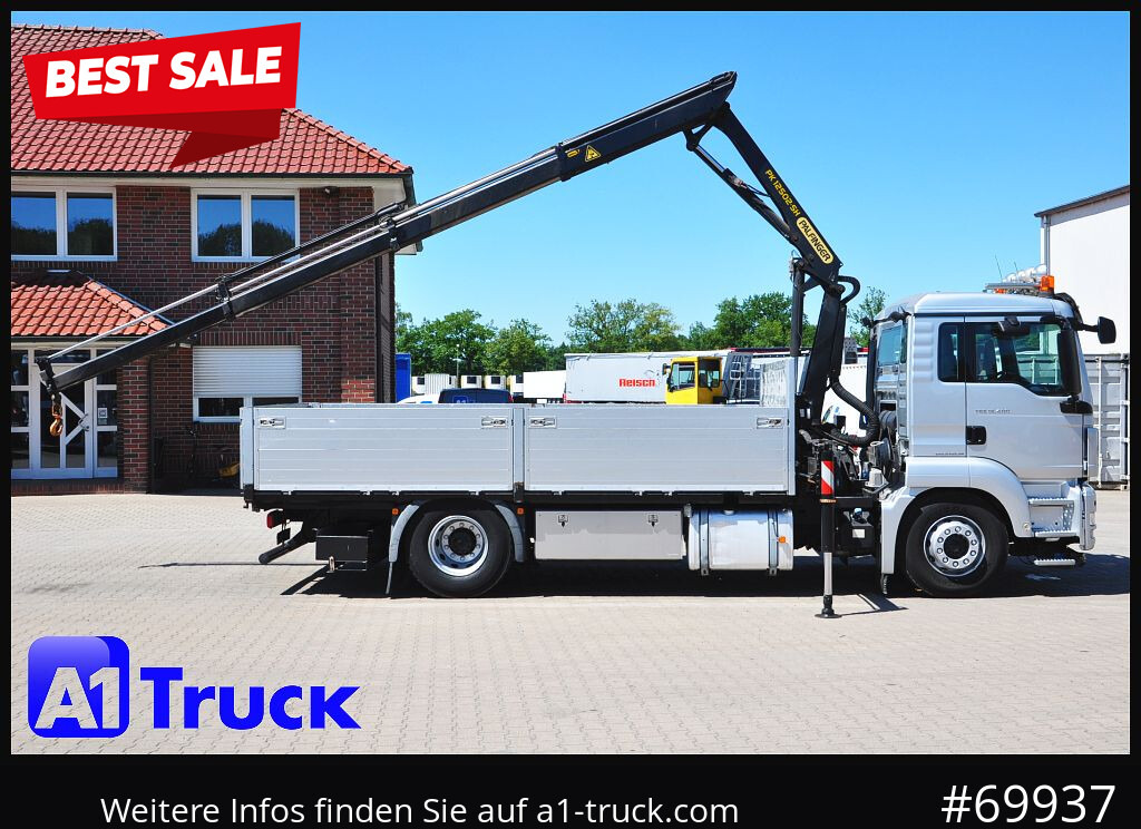 MAN TGS 18,400 LL, PK12.502 Funk, - Kraanwagen, Vrachtwagen met open laadbak: afbeelding 1 MAN TGS 18,400 LL, PK12.502 Funk, - Kraanwagen, Vrachtwagen met open laadbak: afbeelding 1