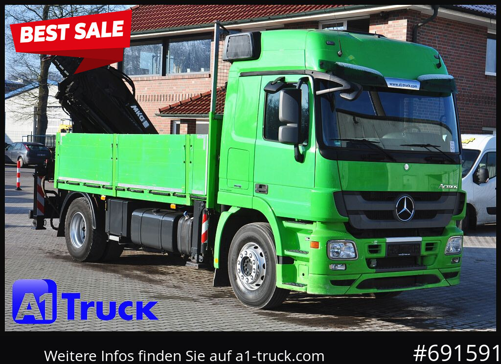 MERCEDES-BENZ Actros 1844 MP3, Kran MKG 291 HP 5+3 Funk, TÜV 06/2026 - Vrachtwagen met open laadbak, Kraanwagen: afbeelding 1 MERCEDES-BENZ Actros 1844 MP3, Kran MKG 291 HP 5+3 Funk, TÜV 06/2026 - Vrachtwagen met open laadbak, Kraanwagen: afbeelding 1