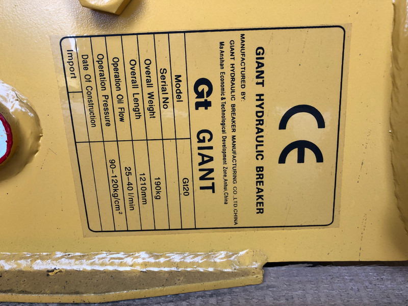 Diversen Giant GT20 190 kg breaker - Hydraulische hamer: afbeelding 3 Diversen Giant GT20 190 kg breaker - Hydraulische hamer: afbeelding 3