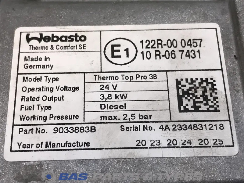 Webasto Thermo Top Pro 38 Standkachel 2289937 - Verwarming/ Ventilatie voor Vrachtwagen: afbeelding 4 Webasto Thermo Top Pro 38 Standkachel 2289937 - Verwarming/ Ventilatie voor Vrachtwagen: afbeelding 4