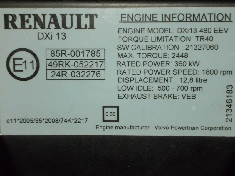 Renault 21327060//21346183//318946 //DXI 13 480 PK EEV EURO 5 - Motor voor Vrachtwagen: afbeelding 5 Renault 21327060//21346183//318946 //DXI 13 480 PK EEV EURO 5 - Motor voor Vrachtwagen: afbeelding 5