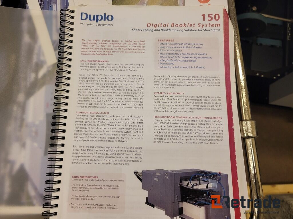 Häftesmaskin vikning falsning helautomatisk Duplo DBM-150 - Industriële machine: afbeelding 5 Häftesmaskin vikning falsning helautomatisk Duplo DBM-150 - Industriële machine: afbeelding 5