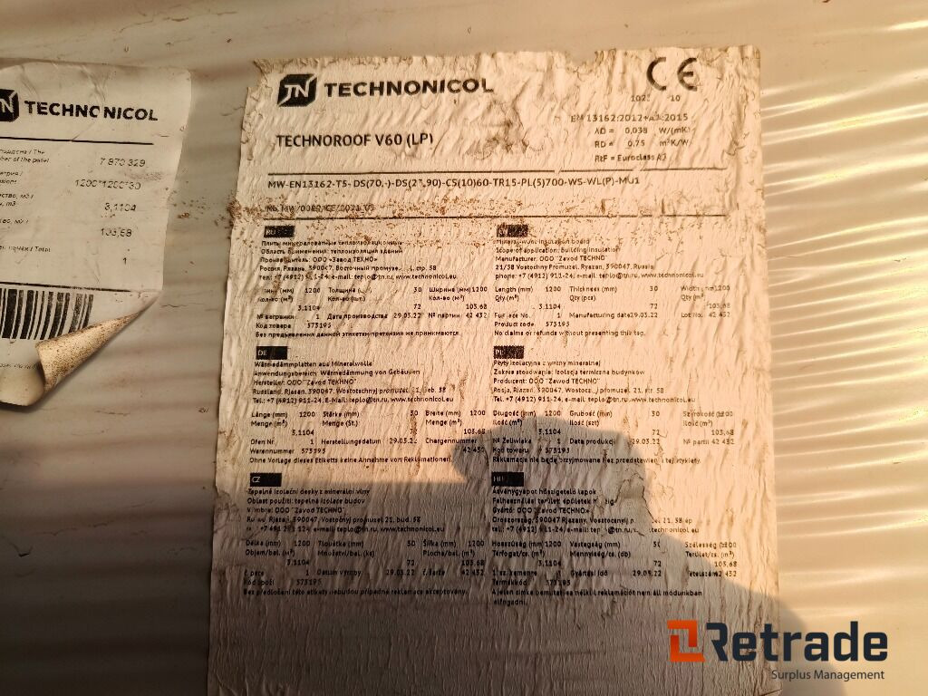 Tak isoalsjon 310m2, Techonicol Technoroof V60 - Gereedschap/ Toebehoor: afbeelding 2 Tak isoalsjon 310m2, Techonicol Technoroof V60 - Gereedschap/ Toebehoor: afbeelding 2