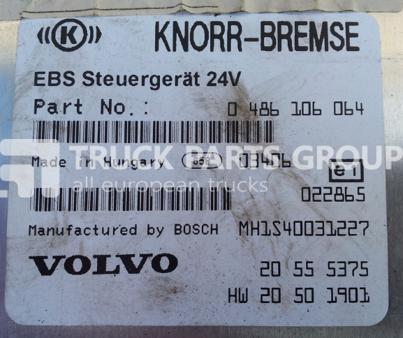 VOLVO FH12 ECU, EDC, EBS Control unit 20555375, 0486106064, 20410009, control unit - ECU voor Vrachtwagen: afbeelding 2 VOLVO FH12 ECU, EDC, EBS Control unit 20555375, 0486106064, 20410009, control unit - ECU voor Vrachtwagen: afbeelding 2