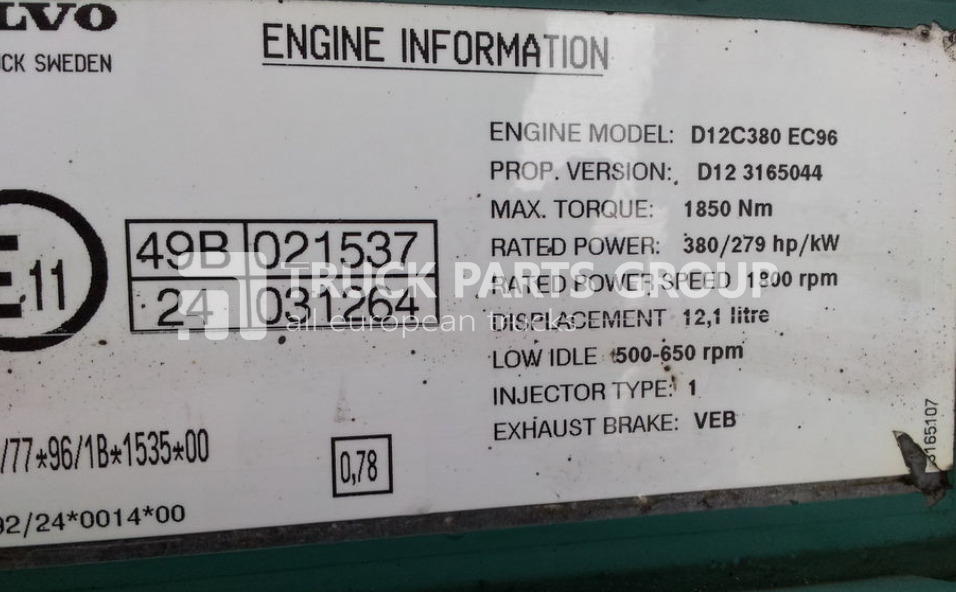 VOLVO FH12, FM12, EURO 3 emission engine control unit, D12C 380 HP, D1 control unit - ECU voor Vrachtwagen: afbeelding 2 VOLVO FH12, FM12, EURO 3 emission engine control unit, D12C 380 HP, D1 control unit - ECU voor Vrachtwagen: afbeelding 2