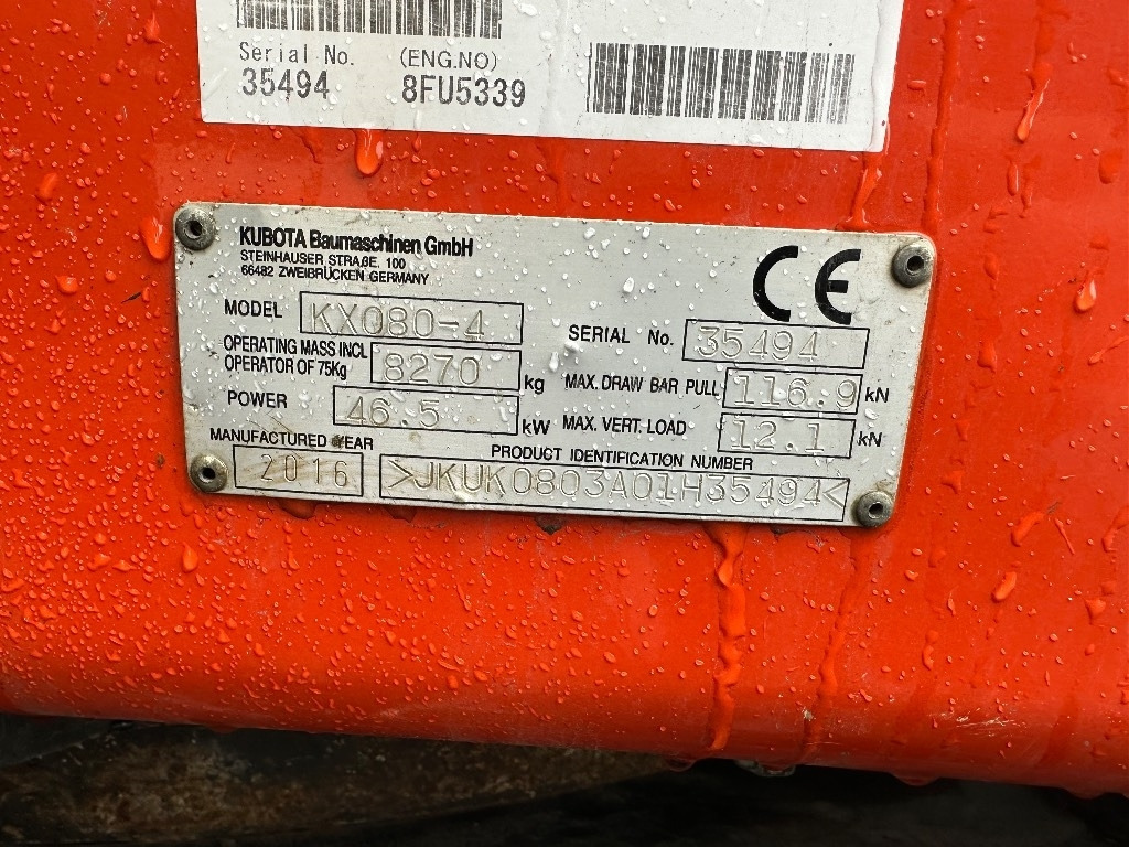 Minigraafmachine Kubota KX 080-4 ENGCON: afbeelding 12