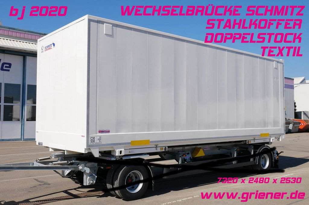 Schmitz Cargobull WKSTG 7,45 /STAHLKOFFER / TEXTIL / DOPPELSTOCK - Containertransporter/ Wissellaadbak aanhangwagen: afbeelding 1 Schmitz Cargobull WKSTG 7,45 /STAHLKOFFER / TEXTIL / DOPPELSTOCK - Containertransporter/ Wissellaadbak aanhangwagen: afbeelding 1
