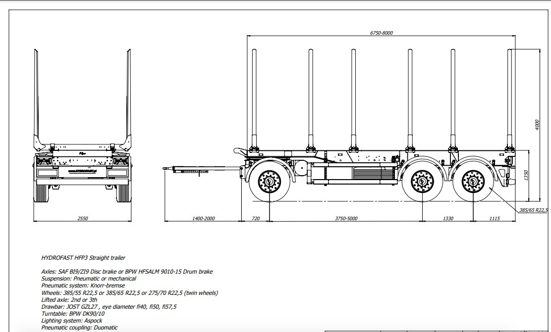 Nieuw Hout aanhanger HYDROFAST Przyczepa 3 osiowa / 3 axles timber transport trailer / Remorque à 3 essieux pour le transport de bois / 3-Achs-Rungenanhänger / 3-tengelyes-rönkszállító-pótkocsi / Remorcă pentru transportul lemnului: afbeelding 10 Nieuw Hout aanhanger HYDROFAST Przyczepa 3 osiowa / 3 axles timber transport trailer / Remorque à 3 essieux pour le transport de bois / 3-Achs-Rungenanhänger / 3-tengelyes-rönkszállító-pótkocsi / Remorcă pentru transportul lemnului: afbeelding 10