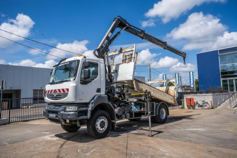 Renault KERAX 370 DXI + TRI BENNE+HIAB 16t/m + 2 EXT - Kipper vrachtwagen, Kraanwagen: afbeelding 1 Renault KERAX 370 DXI + TRI BENNE+HIAB 16t/m + 2 EXT - Kipper vrachtwagen, Kraanwagen: afbeelding 1