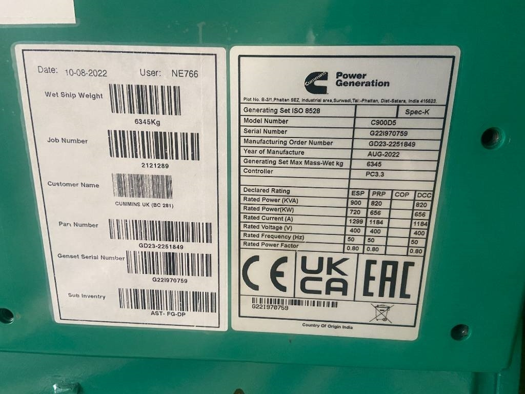 Cummins C900D5 - 900 kVA Open Genset - DPX-18527-O - Industrie generator: afbeelding 4 Cummins C900D5 - 900 kVA Open Genset - DPX-18527-O - Industrie generator: afbeelding 4