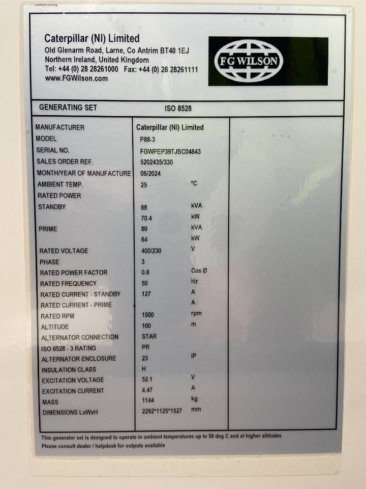 FG Wilson P88-3 - 88 kVA Genset - DPX-16007 - Industrie generator: afbeelding 4 FG Wilson P88-3 - 88 kVA Genset - DPX-16007 - Industrie generator: afbeelding 4