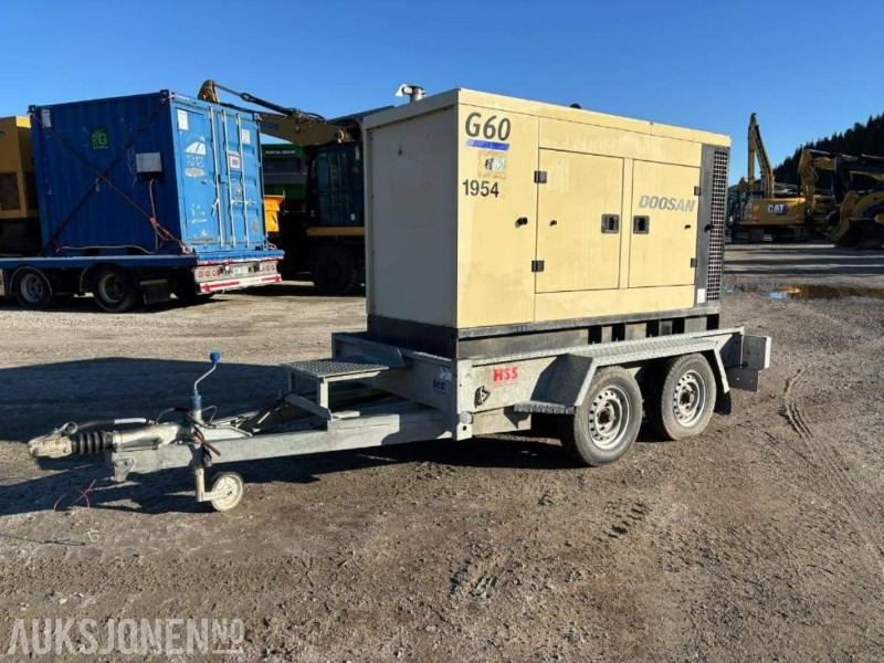 2014 Doosan G60 strømaggregat 60 kVA med 2 akslet henger - Bouwmaterieel: afbeelding 1 2014 Doosan G60 strømaggregat 60 kVA med 2 akslet henger - Bouwmaterieel: afbeelding 1