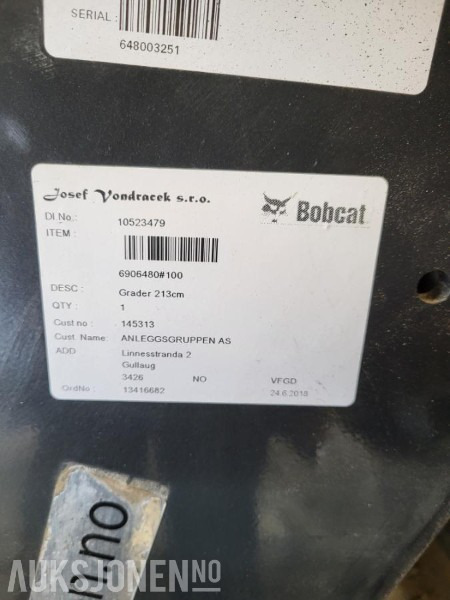 2018 Bobcat Grader 213 - Veiskrape til Bobcat - Bouwmaterieel: afbeelding 3 2018 Bobcat Grader 213 - Veiskrape til Bobcat - Bouwmaterieel: afbeelding 3