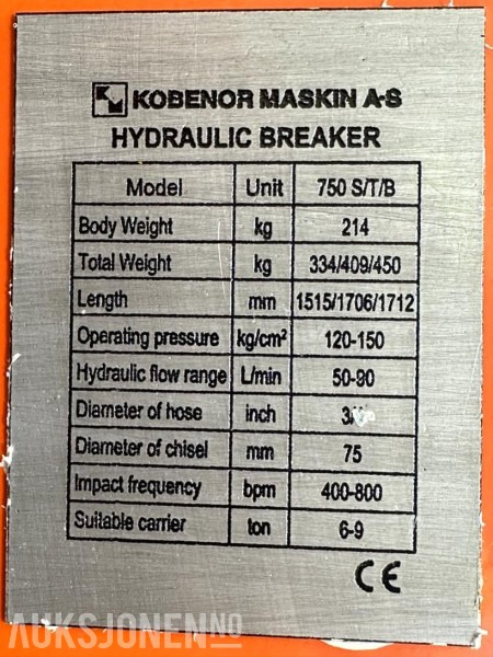 NY KM 750 Pigghammer s40/s50 CE merket FABRIKKGARANTI - Hydraulische hamer: afbeelding 3 NY KM 750 Pigghammer s40/s50 CE merket FABRIKKGARANTI - Hydraulische hamer: afbeelding 3