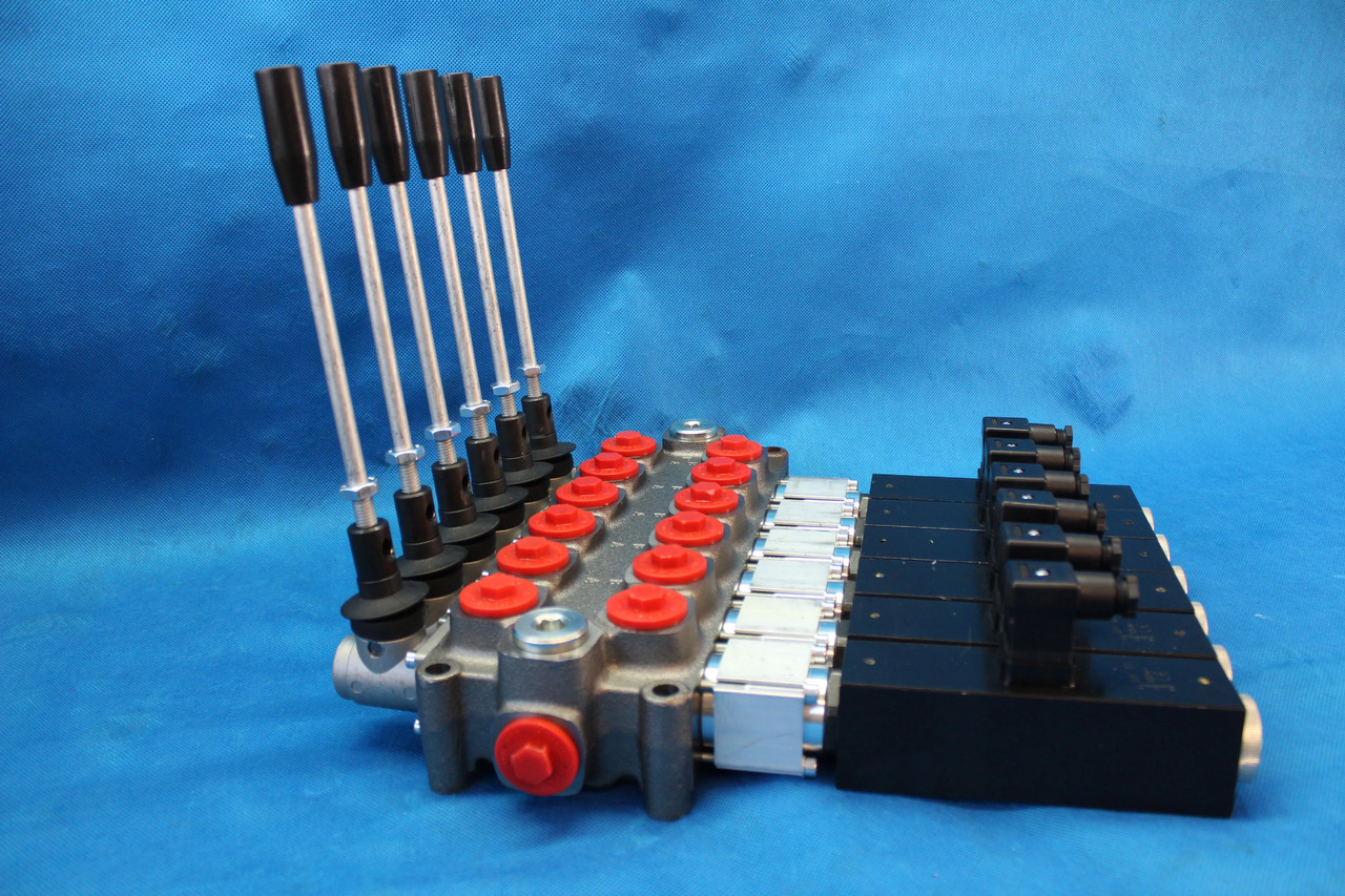 6 Sections Directional Control Valve Galtech Q95 120 l/min 31 GPM Electric solen for HDS-edged and cranes. - Ground support equipment: afbeelding 3 6 Sections Directional Control Valve Galtech Q95 120 l/min 31 GPM Electric solen for HDS-edged and cranes. - Ground support equipment: afbeelding 3