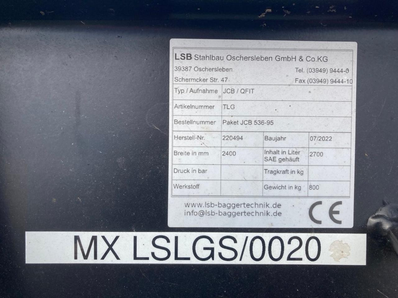 JCB LSB LEICHTGUTSCHAUFEL JCB Q-FIT - Voorladerbak: afbeelding 4 JCB LSB LEICHTGUTSCHAUFEL JCB Q-FIT - Voorladerbak: afbeelding 4