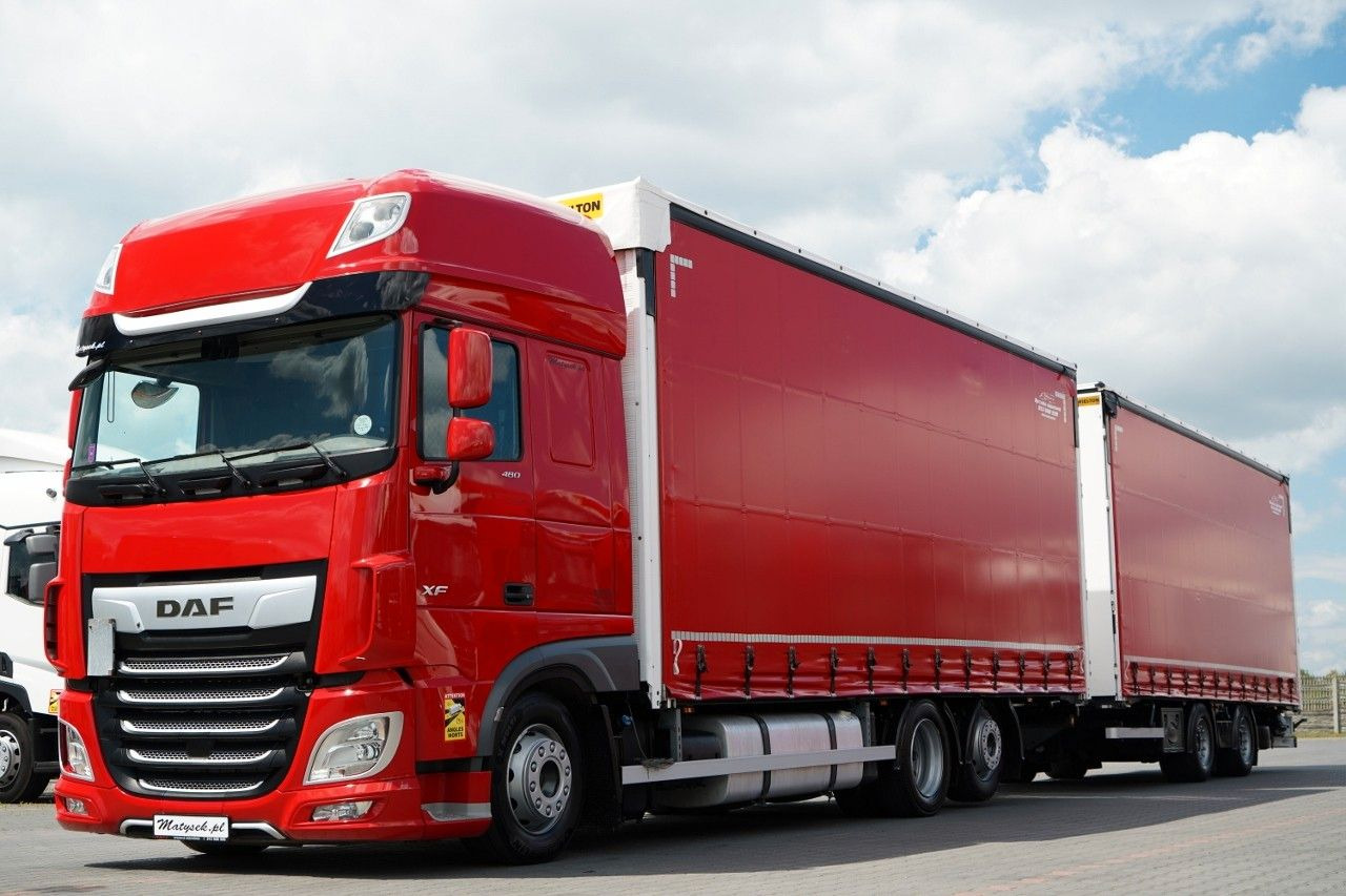 DAF XF 480 / ZESTAW TANDEM 120 M3 / PRZEJAZDOWY / WI - Schuifzeilen vrachtwagen: afbeelding 1 DAF XF 480 / ZESTAW TANDEM 120 M3 / PRZEJAZDOWY / WI - Schuifzeilen vrachtwagen: afbeelding 1