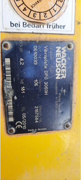 Wacker Rüttelplatte DPU 3050H - Trilplaat: afbeelding 4 Wacker Rüttelplatte DPU 3050H - Trilplaat: afbeelding 4