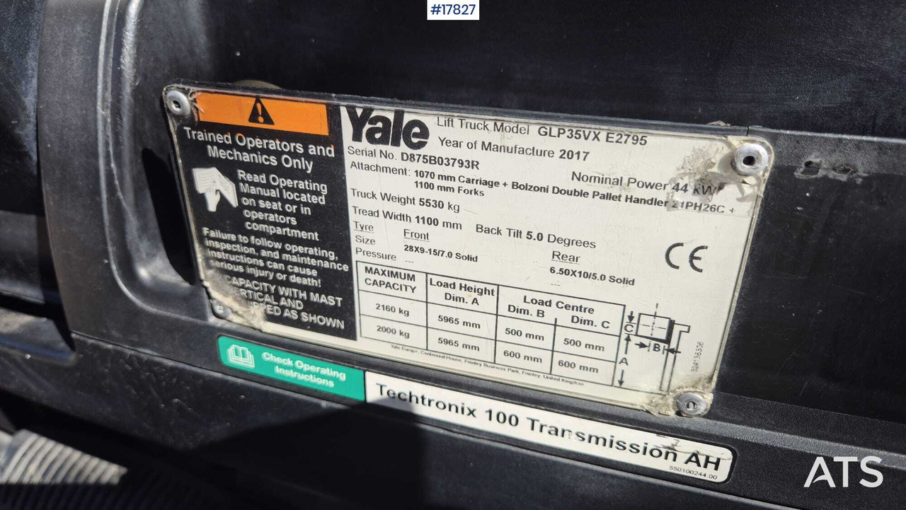 LPG heftruck YALE GLP35VX Forklift (2017): afbeelding 19