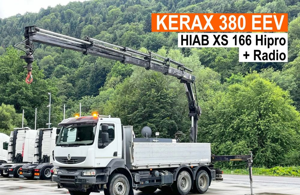 Renault Kerax 380 EEV // Skrzynia Burtowa // HIAB XS166 Hipro + Radio // Zwolnice // // - Vrachtwagen met open laadbak, Kraanwagen: afbeelding 1 Renault Kerax 380 EEV // Skrzynia Burtowa // HIAB XS166 Hipro + Radio // Zwolnice // // - Vrachtwagen met open laadbak, Kraanwagen: afbeelding 1