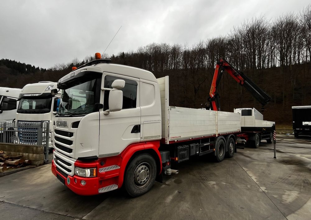 Scania R450 // 2014 // HDS Palfinger 13002 // 6x4 oś skrętna+podnoszona // Przyczepa Schwarzmuller // - Vrachtwagen met open laadbak: afbeelding 1 Scania R450 // 2014 // HDS Palfinger 13002 // 6x4 oś skrętna+podnoszona // Przyczepa Schwarzmuller // - Vrachtwagen met open laadbak: afbeelding 1