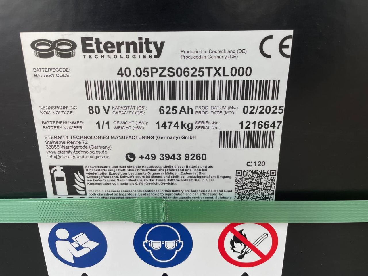 Eternity 80V 5 EPzS 625 - Batterij voor Intern transport: afbeelding 2 Eternity 80V 5 EPzS 625 - Batterij voor Intern transport: afbeelding 2