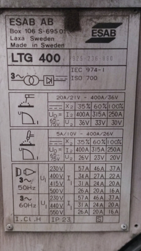 ESAB AB LTG 400 - Uitrusting voor lassen: afbeelding 3 ESAB AB LTG 400 - Uitrusting voor lassen: afbeelding 3