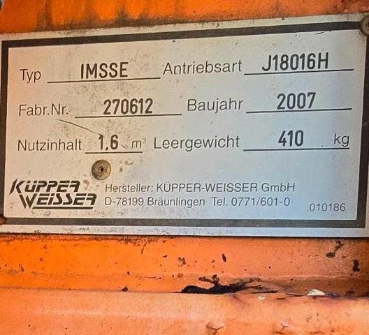 Küpper-Weisser IMS Salzstreuer 1,6m3 für Multicar Tremo Ladog Sprinter Pritsche Schmidt Salzsilo Winterdienst - Zout/ Zandstrooier: afbeelding 3 Küpper-Weisser IMS Salzstreuer 1,6m3 für Multicar Tremo Ladog Sprinter Pritsche Schmidt Salzsilo Winterdienst - Zout/ Zandstrooier: afbeelding 3