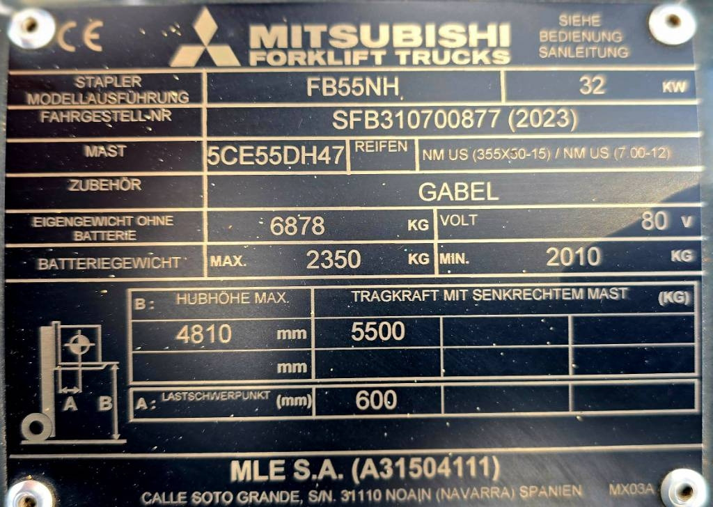 Elektrische heftruck Mitsubishi FB 55 NH DEMO 122hrs only !: afbeelding 17 Elektrische heftruck Mitsubishi FB 55 NH DEMO 122hrs only !: afbeelding 17