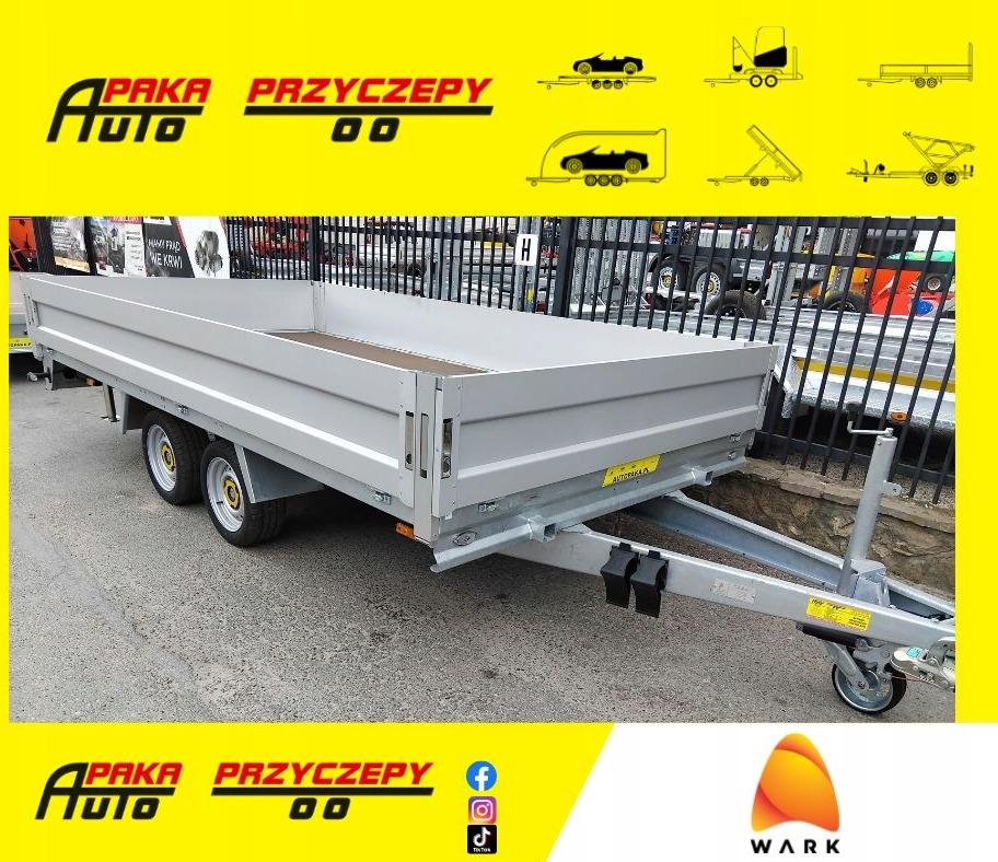 Platforma przyczepa 4x2 WARK dmc 2700 + burty / Platform trailer 4x2 WARK GVW 2700 + sides - Open/ Plateau aanhangwagen: afbeelding 1 Platforma przyczepa 4x2 WARK dmc 2700 + burty / Platform trailer 4x2 WARK GVW 2700 + sides - Open/ Plateau aanhangwagen: afbeelding 1