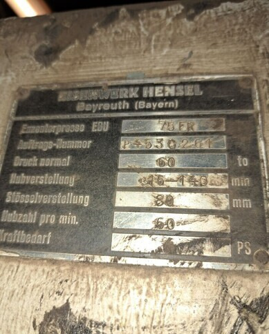 Epäkeskopuristin 60 tn Eisenwerk Hensel - Metaalbewerkingsmachine: afbeelding 5 Epäkeskopuristin 60 tn Eisenwerk Hensel - Metaalbewerkingsmachine: afbeelding 5
