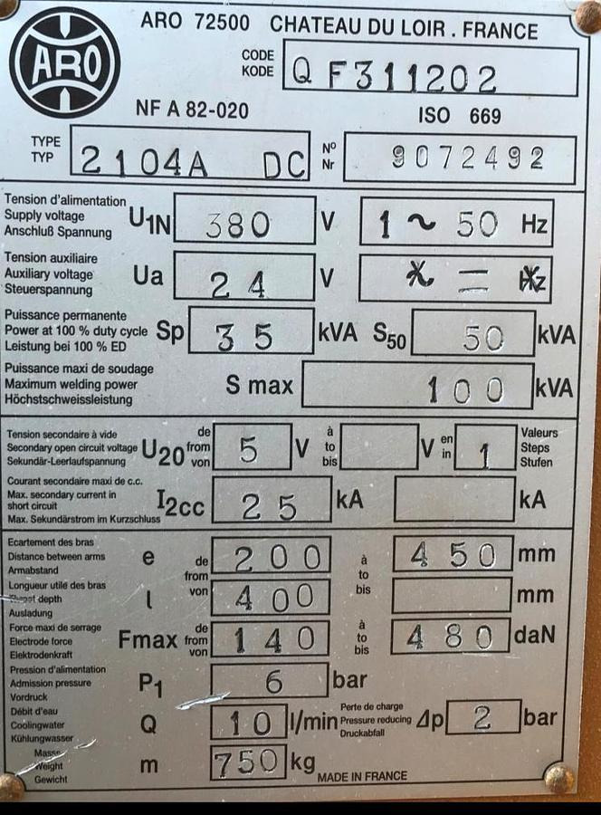 Punktschweißmaschine ARO - Uitrusting voor lassen: afbeelding 3 Punktschweißmaschine ARO - Uitrusting voor lassen: afbeelding 3