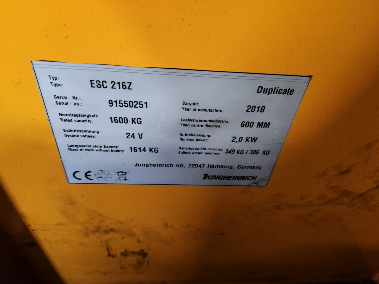 JUNGHEINRICH ESC 216z - Magazijntruck: afbeelding 2 JUNGHEINRICH ESC 216z - Magazijntruck: afbeelding 2