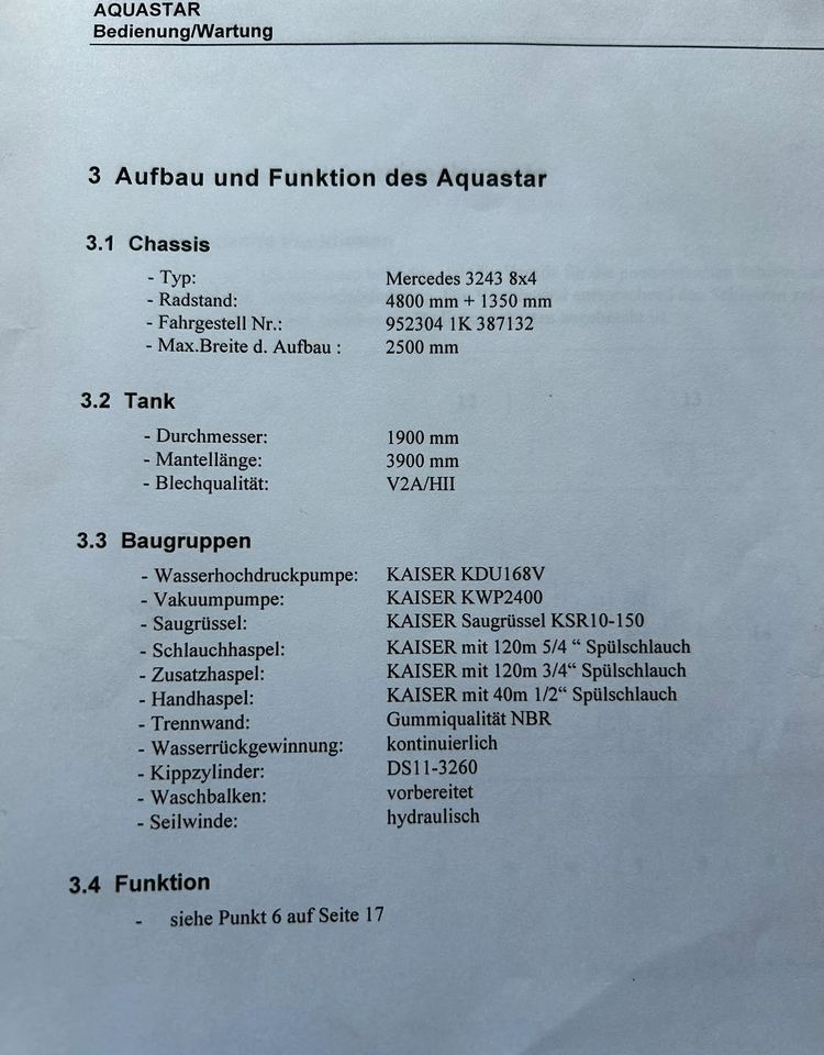 Vacuümwagen Mercedes-Benz ACTROS 3243 KAISER AQUASTER WUKO: afbeelding 13