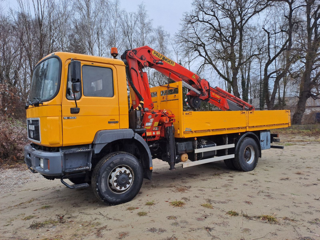 MAN 19.403 Pritsche 4x4 mit Palfingerkran PK 21000 mit Funk - Fernbedienung - Kraanwagen: afbeelding 1 MAN 19.403 Pritsche 4x4 mit Palfingerkran PK 21000 mit Funk - Fernbedienung - Kraanwagen: afbeelding 1