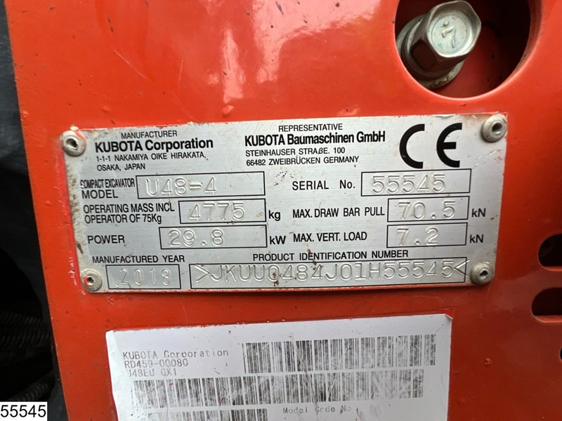 Bouwmachine Kubota U 48 29.8 KW, 3 buckets, 2.777 operating hours: afbeelding 7