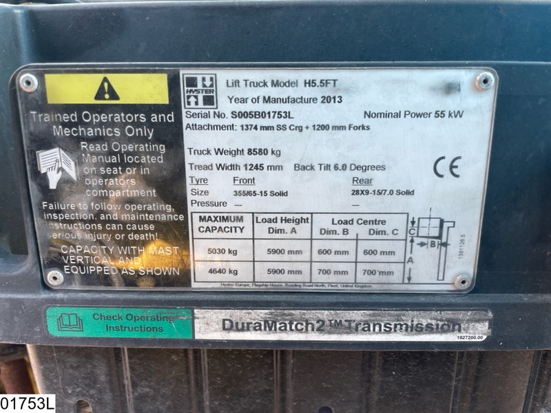 Leasing Hyster H5.5FT 5030KG, 5,9M, 7719h Hyster H5.5FT 5030KG, 5,9M, 7719h: afbeelding 7