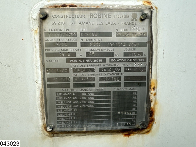 ROBINE Gas 51056 liter, LPG GPL Butane gas, 1 Comp - Tankoplegger: afbeelding 5 ROBINE Gas 51056 liter, LPG GPL Butane gas, 1 Comp - Tankoplegger: afbeelding 5