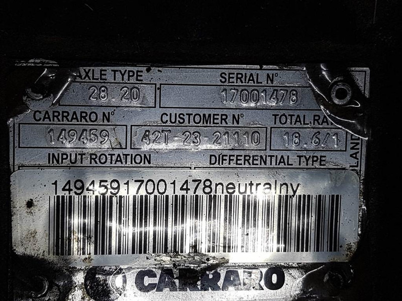 Komatsu WA70-5-Carraro 28.20-149459-Axle housing/Achskörpe - As en onderdelen voor Bouwmachine: afbeelding 3 Komatsu WA70-5-Carraro 28.20-149459-Axle housing/Achskörpe - As en onderdelen voor Bouwmachine: afbeelding 3