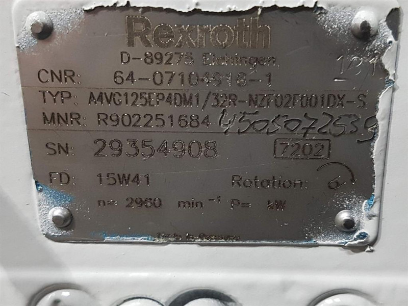 Rexroth A4VG125EP4DM1/32R-R902251684-Drive pump/Fahrpumpe - Hydraulica voor Bouwmachine: afbeelding 5 Rexroth A4VG125EP4DM1/32R-R902251684-Drive pump/Fahrpumpe - Hydraulica voor Bouwmachine: afbeelding 5