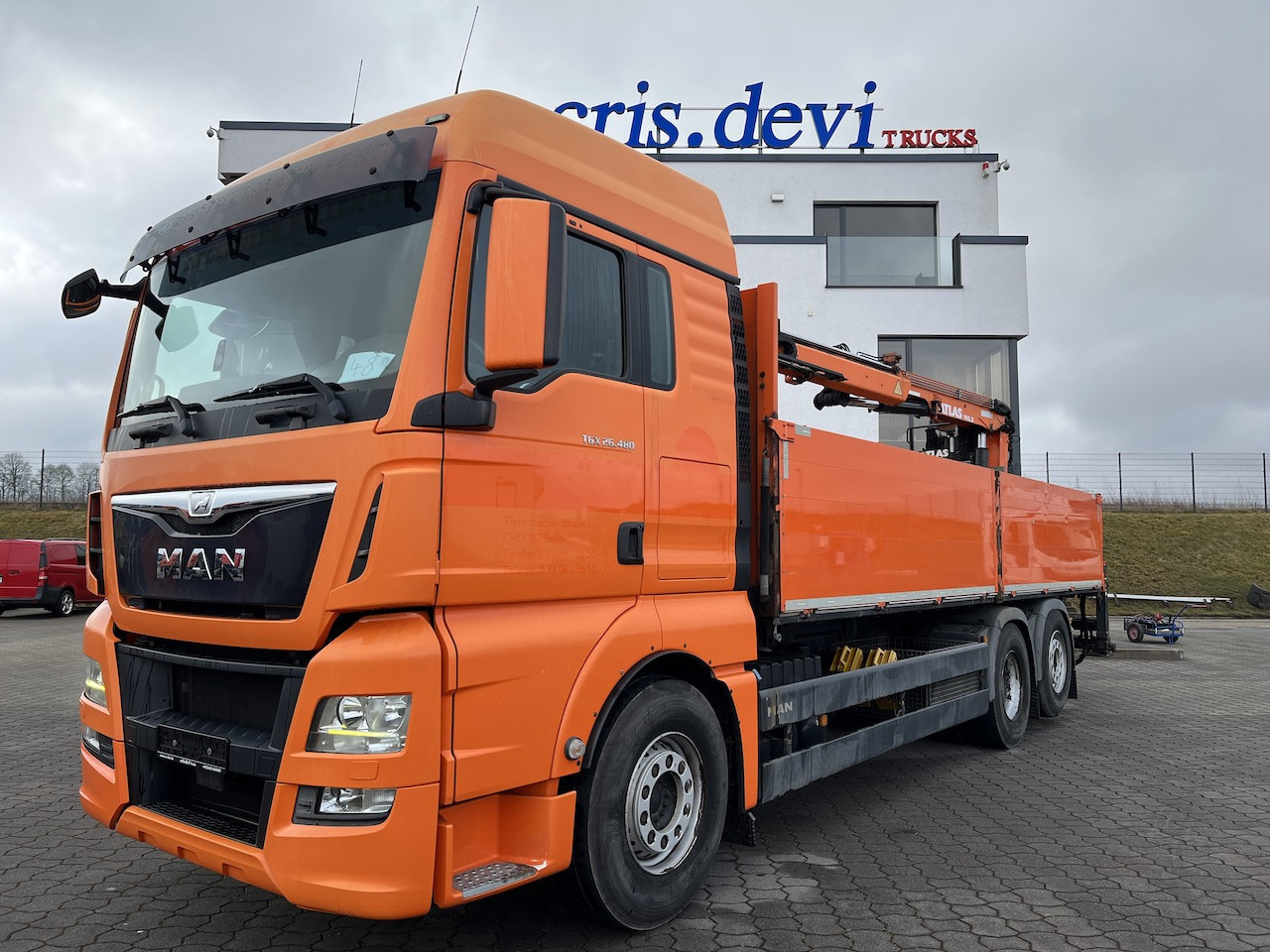 MAN TGX 26.480 6x2 Atlas 145.2 Baustoff - Vrachtwagen met open laadbak, Kraanwagen: afbeelding 1 MAN TGX 26.480 6x2 Atlas 145.2 Baustoff - Vrachtwagen met open laadbak, Kraanwagen: afbeelding 1