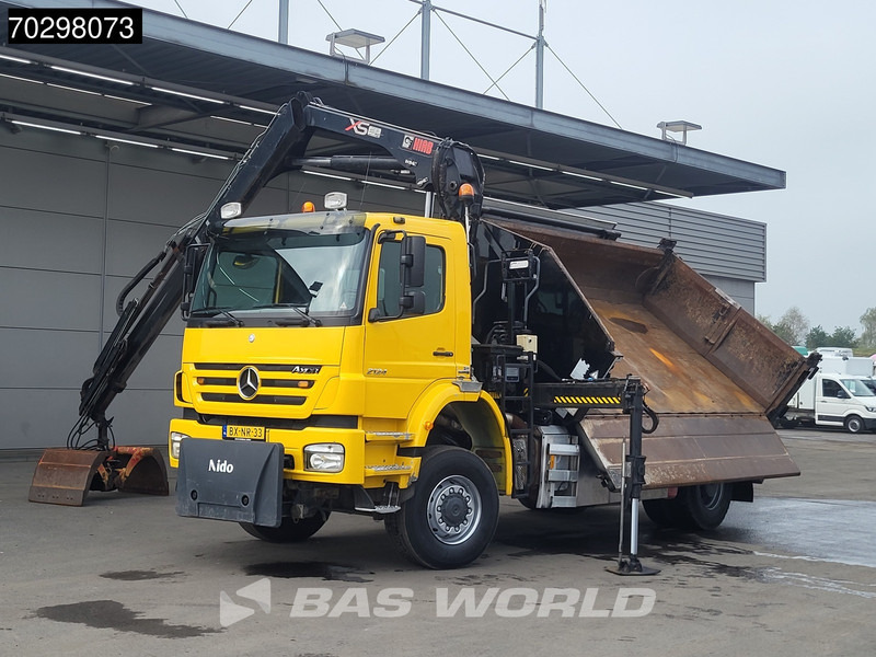 Kipper vrachtwagen, Kraanwagen Mercedes-Benz Axor 2124 Axor 4X4 8m3 Tipper HIAB 122 B-2 HIDUO Crane Steel suspension Automatic Big-Axle Euro 5: afbeelding 5