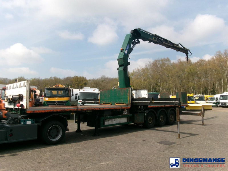 Massey Platform trailer + HMF 4720 K3 crane - Vlakke/ Open oplegger: afbeelding 1 Massey Platform trailer + HMF 4720 K3 crane - Vlakke/ Open oplegger: afbeelding 1