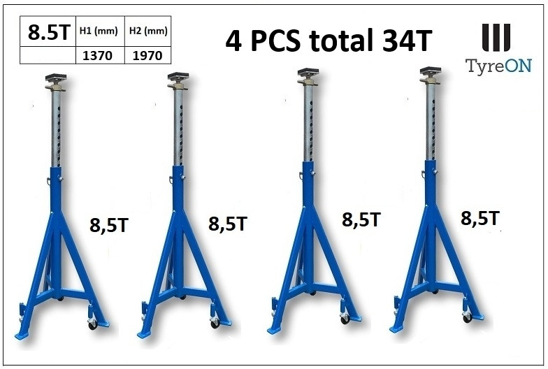 4 pcss TAS3W 8.5T mobile axle supports 1370-1970 mm - Werkplaats toebehoor: afbeelding 1 4 pcss TAS3W 8.5T mobile axle supports 1370-1970 mm - Werkplaats toebehoor: afbeelding 1