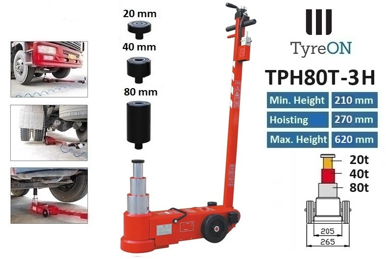 TPH80T-3H Air hydraulic jack 80 Tons - Minimum height 21 cm - Werkplaats toebehoor: afbeelding 1 TPH80T-3H Air hydraulic jack 80 Tons - Minimum height 21 cm - Werkplaats toebehoor: afbeelding 1