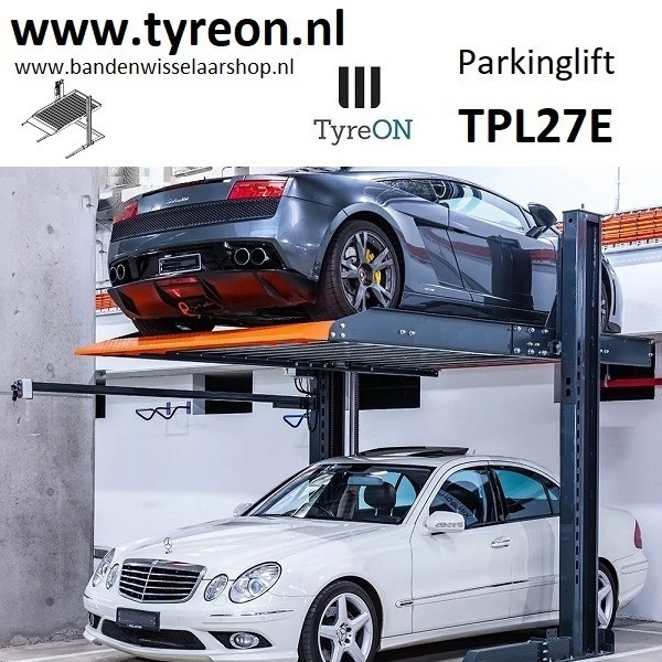 TPL27E-1 2.7T car parking lift - electric release of safety locks - no air pressure required - 2 columns - 2 cars - Werkplaats toebehoor: afbeelding 1 TPL27E-1 2.7T car parking lift - electric release of safety locks - no air pressure required - 2 columns - 2 cars - Werkplaats toebehoor: afbeelding 1